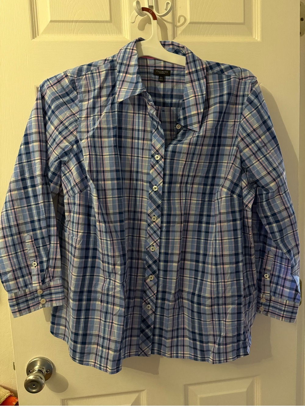 Talbots Blue and White Plaid Button-Down Shirt